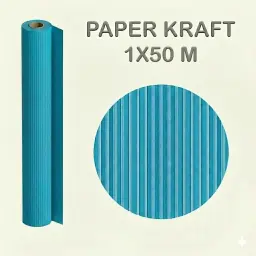 PAPEL KRAFT AZUL TURQUESA ROLLO 1x50M 65G