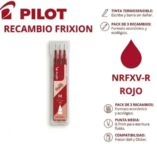 [119296] RECAMBIO PILOT FRIXION BALL ROJO BLISTER 3 UNIDADES