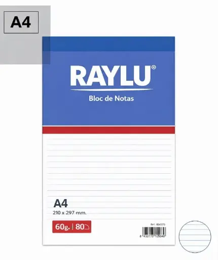 [001977] BLOC NOTAS MICROPERFORADO A4 60 GRAMOS 80 HOJAS HORIZONTAL