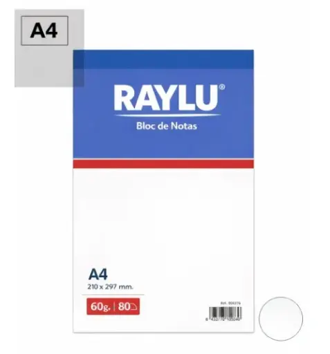 [001117] BLOC NOTAS MICROPERFORADO A4 60 GRAMOS 80 HOJAS LISO