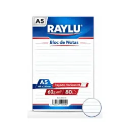 Bloc Notas Microperforado Raylu A5 60 Gramos 80 Hojas Horizontal