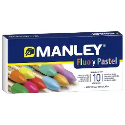 Ceras Manley Estuche 10 Colores Fluor Y Pastel