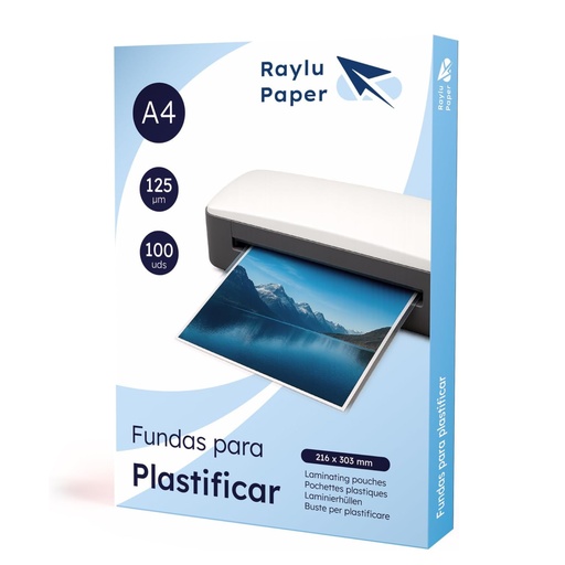 [220417] FUNDAS PLASTIFICAR A4 125 MICRAS RAYLU 100 UDS