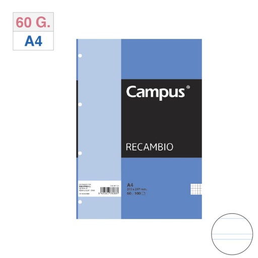 [001126] RECAMBIO A4 100 HOJAS 60 GRAMOS 4-TAL 2R
