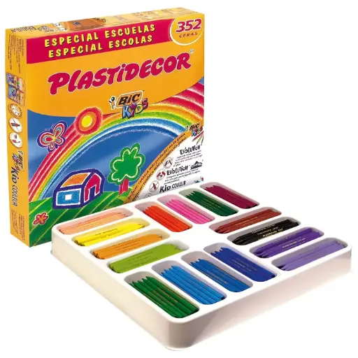 [649818] CERAS PLÁSTICAS BIC PLASTIDECOR KIDS 16 COLORES x22UDS = 352