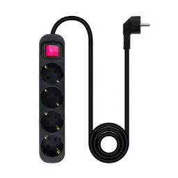 Regleta 4 Tomas Con Interruptor Negro Cable De 1.5 Metros