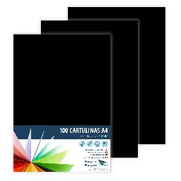 Cartulina Raylu A4 180 Gramos Negro Pk 100 Hojas