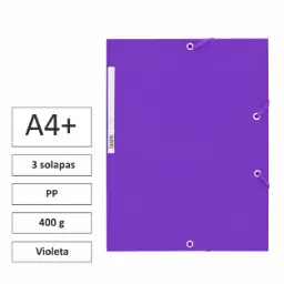 Carpeta A4+ Con Gomas Y 3 Solapas Cartón 400 G Violeta
