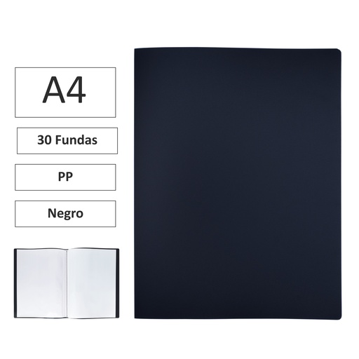 [180227] CARPETA DE FUNDAS BISMARK A4 30 FUNDAS PP NEGRO