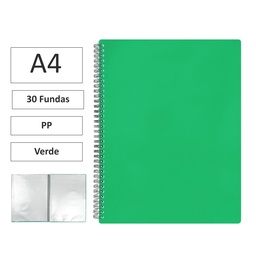 Carpeta Espiral Maxiplas A4 30 Fundas Y Gomas Verde