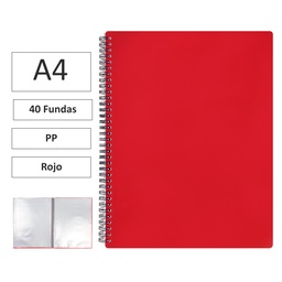 Carpeta Espiral Maxiplas A4 40 Fundas Y Gomas Rojo