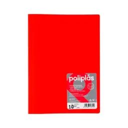 Carpeta Poliplas Con Fundas Din A4 10 Fundas Pp Soldadas Al Lomo Rojo