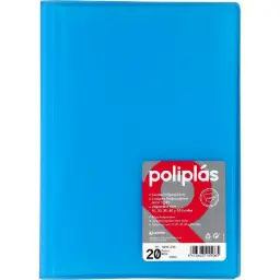 Carpeta Poliplas Con Fundas Din A4 20 Fundas Pp Soldadas Al Lomo Azul