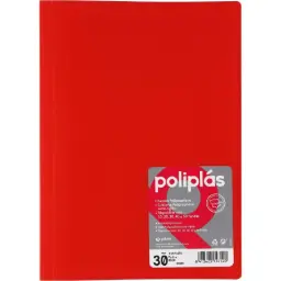 Carpeta Poliplas Con Fundas Din A4 30 Fundas Pp Soldadas Al Lomo Rojo