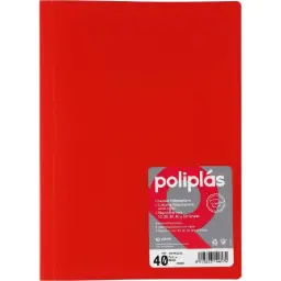 Carpeta Poliplas Con Fundas Din A4 40 Fundas Pp Soldadas Al Lomo Rojo