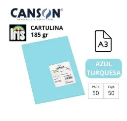Cartulina Canson Iris A3 Azul Turquesa