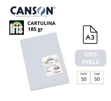 [700036] CARTULINA CANSON IRIS A3 GRIS PERLA 180G 