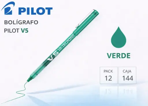 [080183] BOLÍGRAFO PILOT V5 VERDE