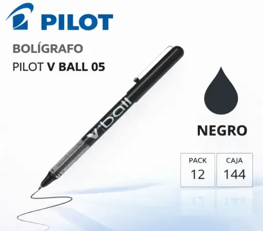 [080191] BOLÍGRAFO PILOT V-BALL 05 NEGRO