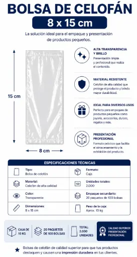[826361] BOLSA DE CELOFÁN 8X15