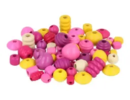 Cuentas Madera Mix Formas Diametro De 19mm 500gr Aprox.
