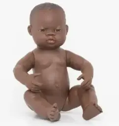 Muñeco Baby Africano Sindrome Down Niño 38cm