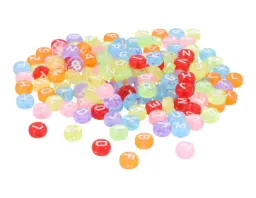 Cuentas De Plastico Letras Y Abecedario Fosforescente  7mm.1200ud