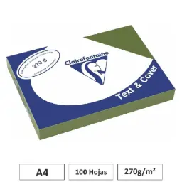 Cartulina Verde Oliva A4 100 Hojas 270g Clairefontaine