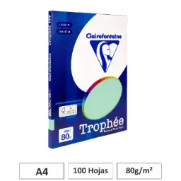 Papel A4 80gr Verde 100 Hojas Clairefontaine
