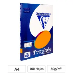 Papel A4 80gr Naranja 100 Hojas Clairefontaine