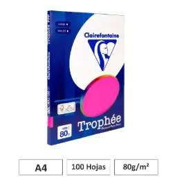 Papel A4 80gr Fucsia 100 Hojas Clairefontaine