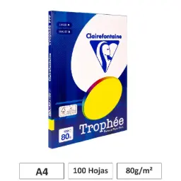 Papel A4 80gr Amarillo Fluor 100 Hojas Clairefontaine