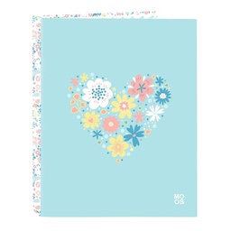 Carpeta Folio 4 Anillas Mixtas Moos "fiori"