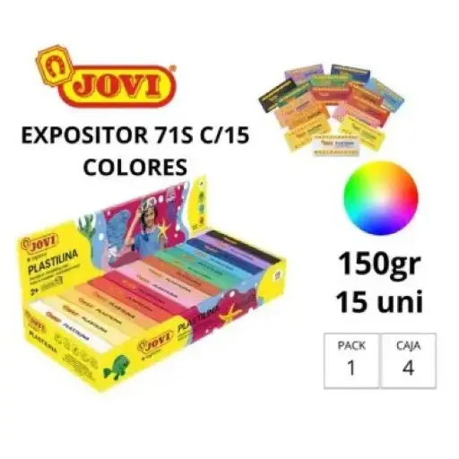 [630121] PLASTILINA JOVI MEDIANA 71 CAJA DE 15 UNIDADES COLORES SURTIDOS 150G