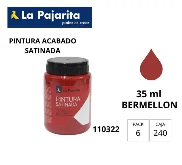 [649853] PINTURA SATINADA BERMELLON 35ML L-07 LA PAJARITA