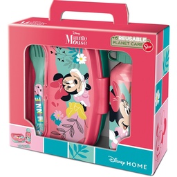 Set De Botella Y Sandwichera + Cubiertos Minnie Mouse "naive"