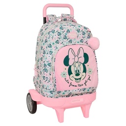 Mochila Grande Con Ruedas Compact Evolution Extraíble Minnie Mouse "minty"