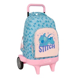 Mochila Grande Con Ruedas Compact Evolution Extraíble Stitch "ohana"