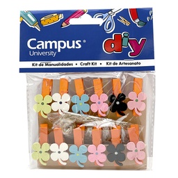 Set Manualidades Campus Pinza Madera Flores