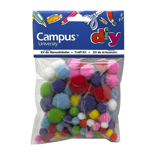 [630974] SET MANUALIDADES CAMPUS POMPON DE COLORES 100UD