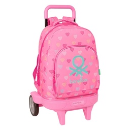 Mochila Grande Con Ruedas Compact Evolution Extraíble Benetton "heart"