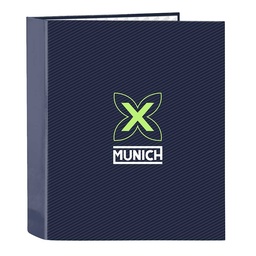 Carpeta Folio 4 Anillas 35mm Lomo Ancho Munich "blue Indigo"