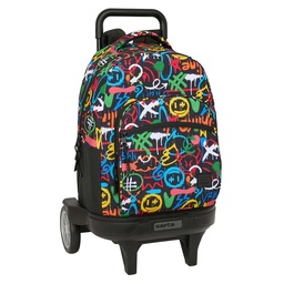 Mochila Grande Con Ruedas Compact Evolution Extraíble Safta Graffiti "colors"