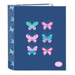 Carpeta Folio 4 Anillas 35mm Lomo Ancho Blackfit8 "mariposas"