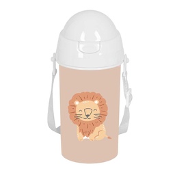 Botella 500ml Apertura Automático Con Pajita Safta Preescolar "leon"