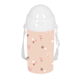 Botella 500ml Apertura Automático Con Pajita Safta Preescolar "flores"