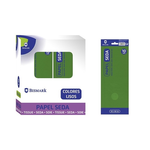 [600161] PAPEL DE SEDA LISO VERDE OSCURO BOLSA 10 HOJAS