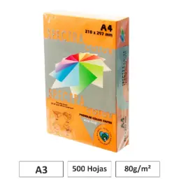 Papel A4 80g 500 Hojas Color Naranja