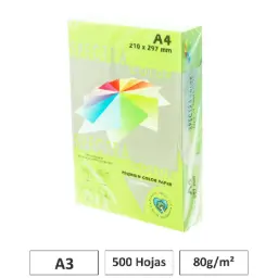 Papel A4 80g 500 Hojas Color Verde Medio