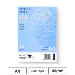 Papel Raylu Paper A4 Premium 80gr 100 Hojas